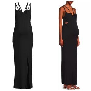 Emilia George Bella Maternity Cut-Out Sleeveless Maxi Dress XS Black